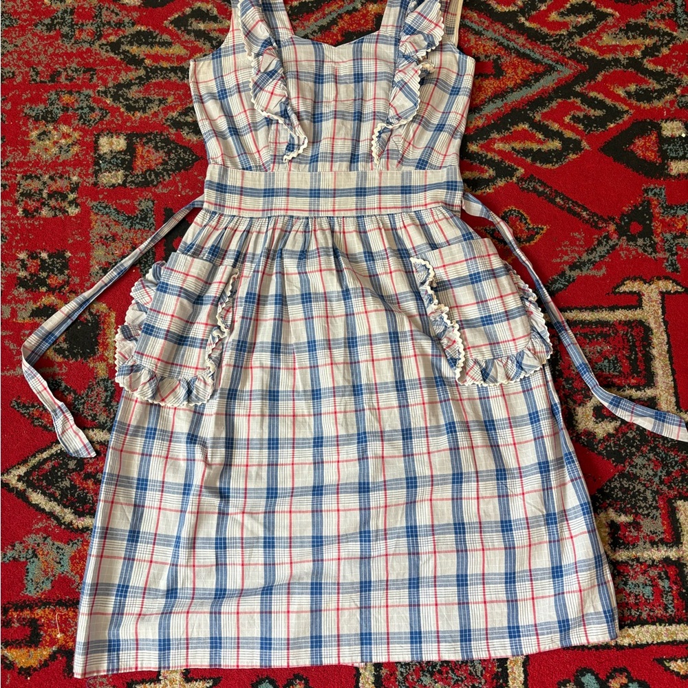Vintage 50’s Plaid Ruffle Apron Dress - Picture 12 of 12